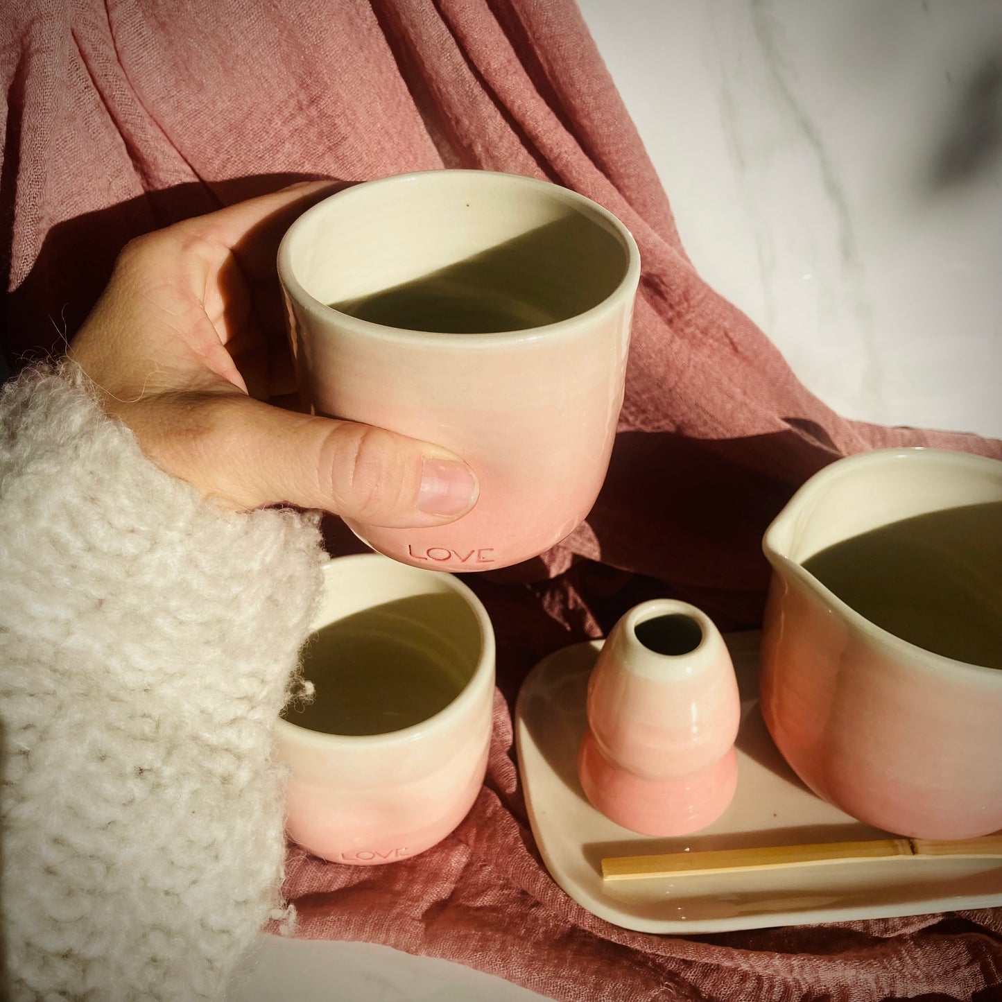 5-Pc Matcha Set in Pink Gradient